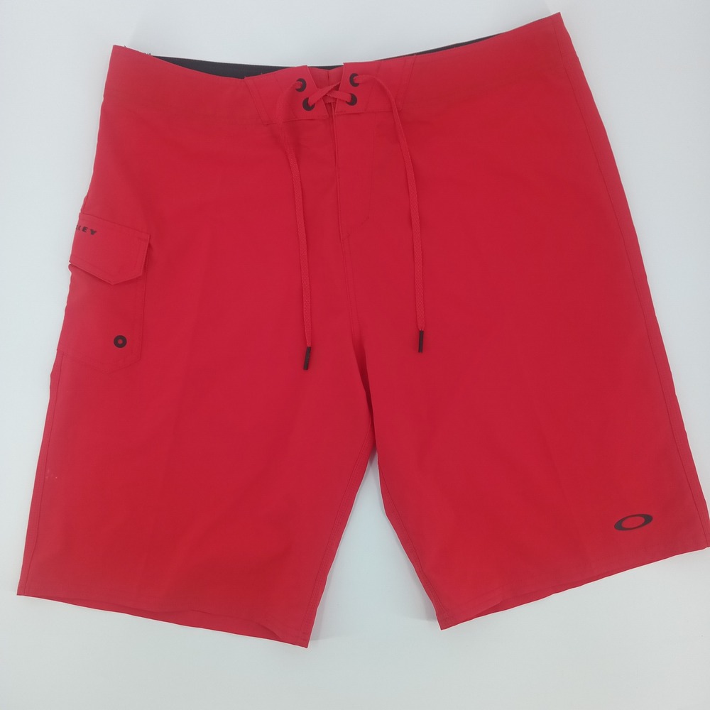 Oakley Mens Red Board Shorts Regular Fit Swim Trunks Size 36 CA35460 RN96548